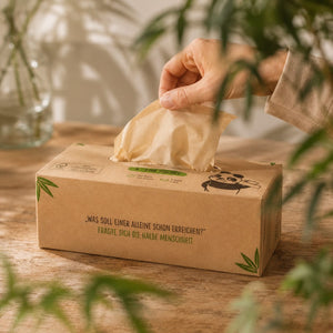 pandoo Hygienepapier Bambus Taschentücher 3-lagig | 100% Bambus | Plastikfreie Verpackung