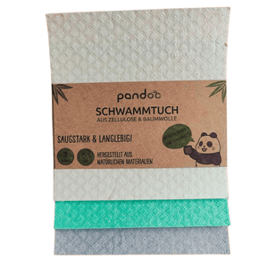 pandoo Schwammtuvh Nachhaltige Schwammtücher 3er-Set – waschbar, saugstark & plastikfrei