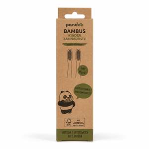 pandoo Zahnbürste 2 Stück Kinder Bambus Zahnbürsten