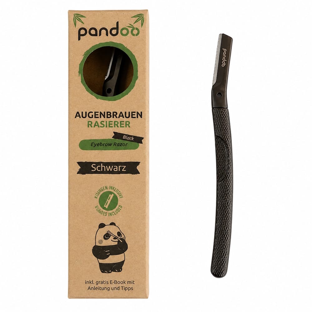 pandoo Augenbrauen-Rasierer Schwarz Augenbrauen-Rasierer aus Metall | inkl. 4 Klingen | 2 Farben