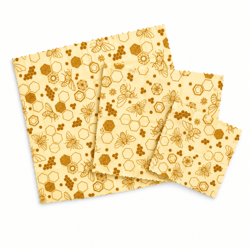 pandoo Bienenwachstuch Bienenwachstücher Starter Set (3 Größen) - Ersetzt Plastikfolie