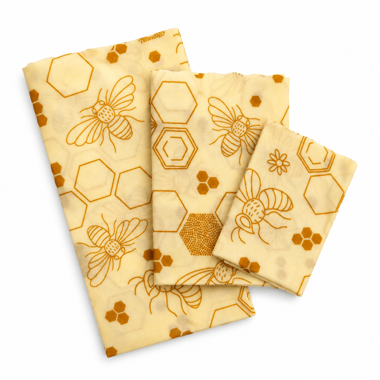pandoo Bienenwachstuch Bienenwachstücher Starter Set (3 Größen) - Ersetzt Plastikfolie