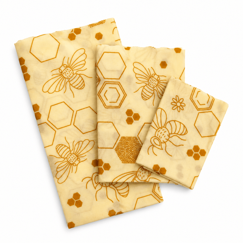 pandoo Bienenwachstuch Bienenwachstücher Starter Set (3 Größen) - Ersetzt Plastikfolie