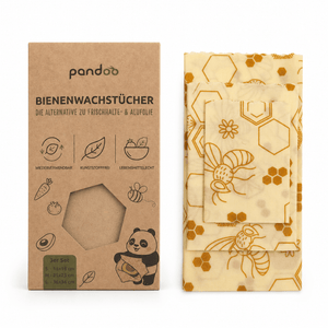 pandoo Bienenwachstuch Bienenwachstücher Starter Set (3 Größen) - Ersetzt Plastikfolie
