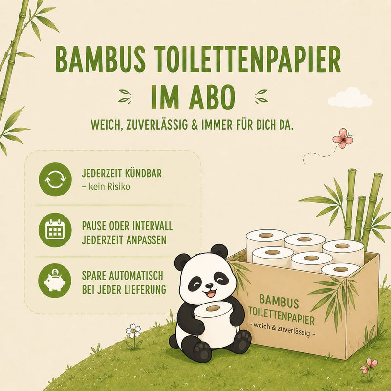 pandoo Hygienepapier Bambus-Toilettenpapier – weich, reißfest & plastikfrei