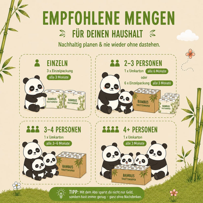 pandoo Hygienepapier Bambus-Toilettenpapier – weich, reißfest & plastikfrei