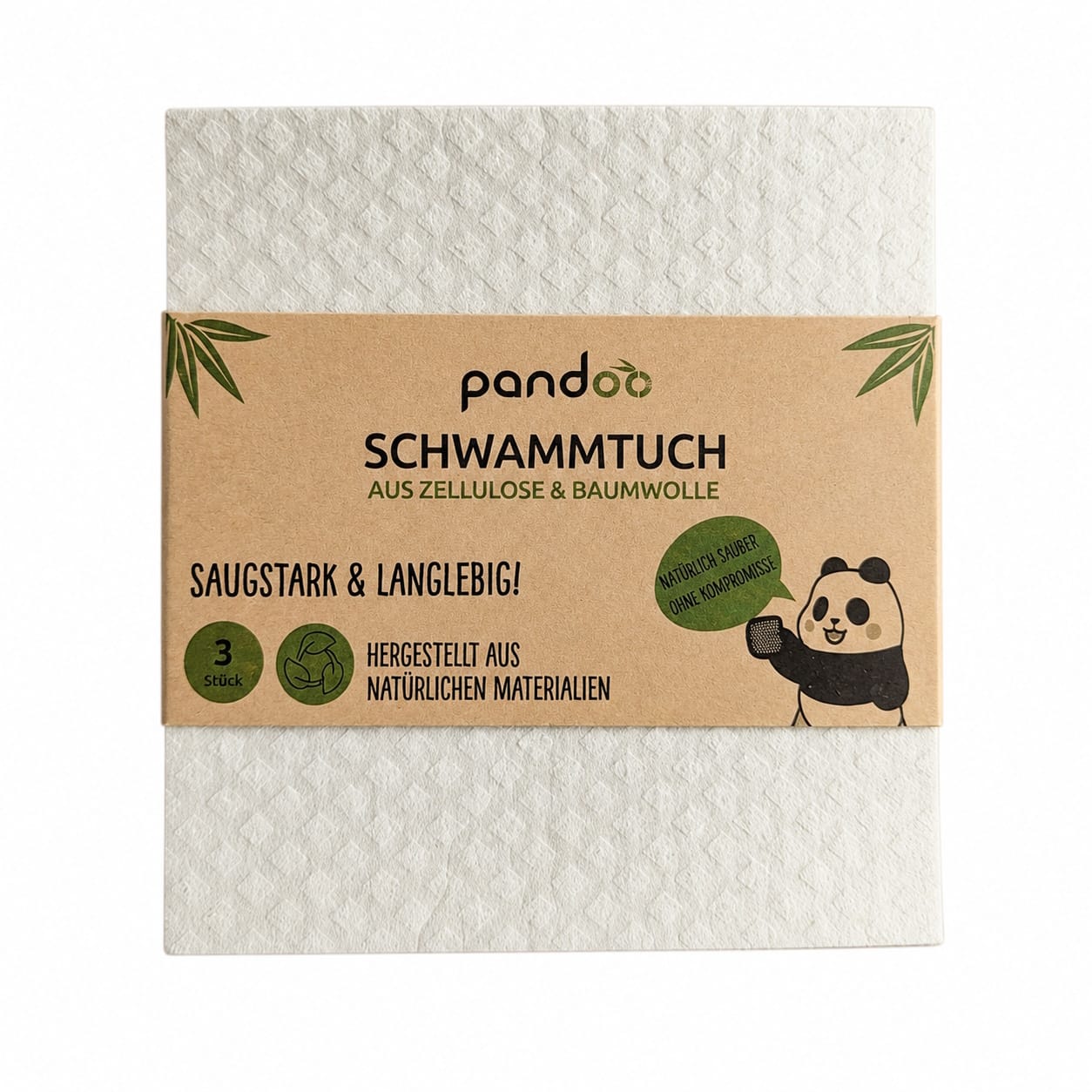 pandoo Schwammtuvh Waschbare Schwammtücher – saugstark & wiederverwendbar (3er Set)