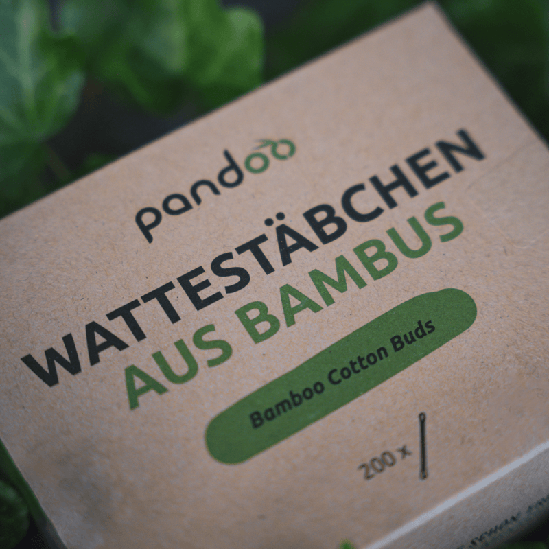 pandoo Wattestäbchen Plastikfreie Wattestäbchen aus Bambus und Bio-Baumwolle
