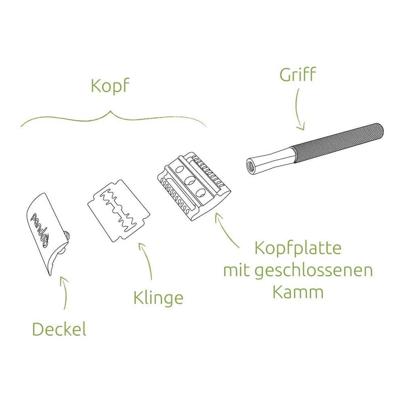 pandoo Rasierhobel Rasierhobel aus Bambus | inkl. 10 Klingen und E-Book | dünner oder breiter Griff
