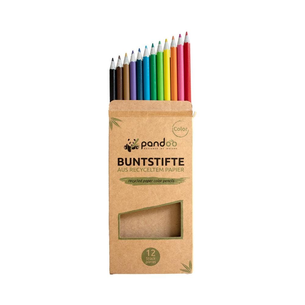 pandoo Stifte 12 Buntstifte aus recyceltem Zeitungspapier