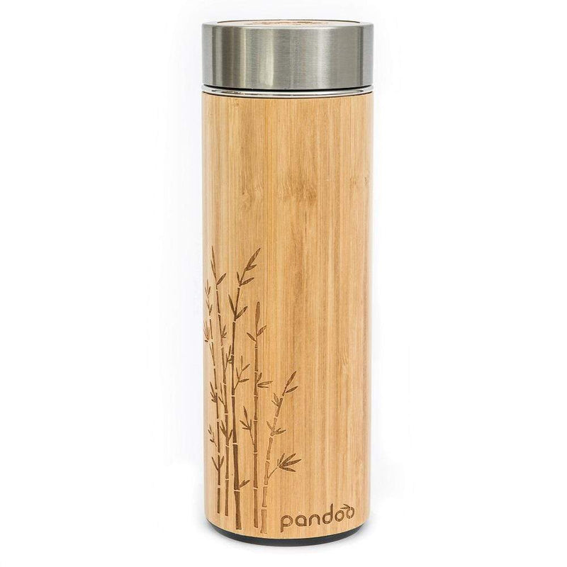 pandoo Thermobecher Bambus Thermobecher inklusive Teesieb | 360mL und 480mL Größe