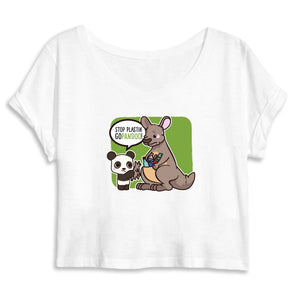 T-Pop Mantis - Crop top - DTG S / White Crop Top aus Bio-Baumwolle | Känguru